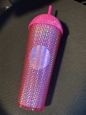Starbucks Hot Pink Holographic Studded Tumbler